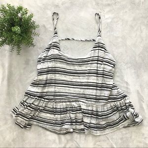 Lush Black and White Striped Flowy Cami Top
